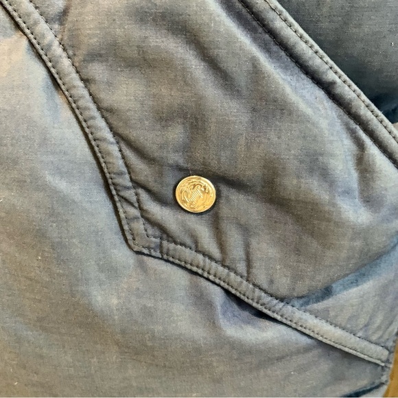 JC Penny Ski Apparel Size Large Unisex Navy Cream Snap Button Puffer Ski Vest - Picture 6 of 9